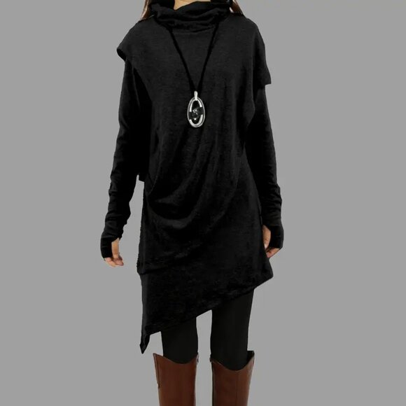 Elegant Black High Low Dress with Necklace - Picture 1 of 3